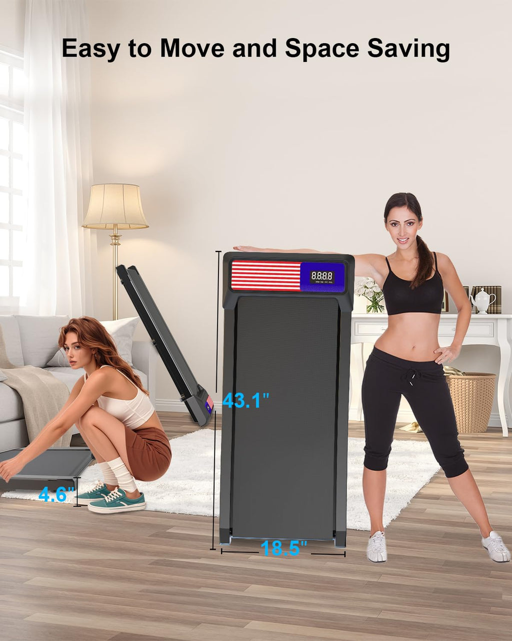 Cyclerade Walking Pad Treadmill With Handle Bar, 2.5 Hp, Portable Treadmill With App Remote Control, Sports Data Analysis, 5.0 M