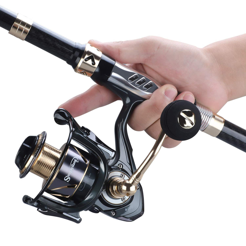Sougayilang Telescopic Fishing Rod And Reel Combos Full Kit, Carbon Fiber Fishing Pole, 13 +1 Shielded Bearings Stainless Steel