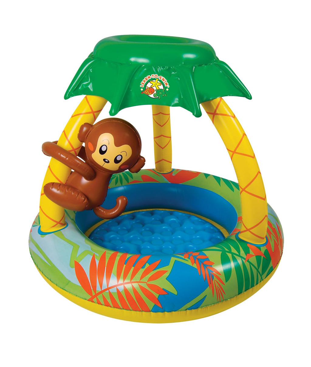 Poolmaster Learn-To-Swim Go Bananas Monkey Inflatable Kiddie Pool With Canopy