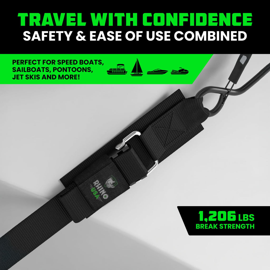 Rhino Usa Boat Trailer Transom Straps (2Pk)- Heavy Duty 2 Inch X 48 Inch Adjustable Straps For Trailering - Ultimate Marine Tie