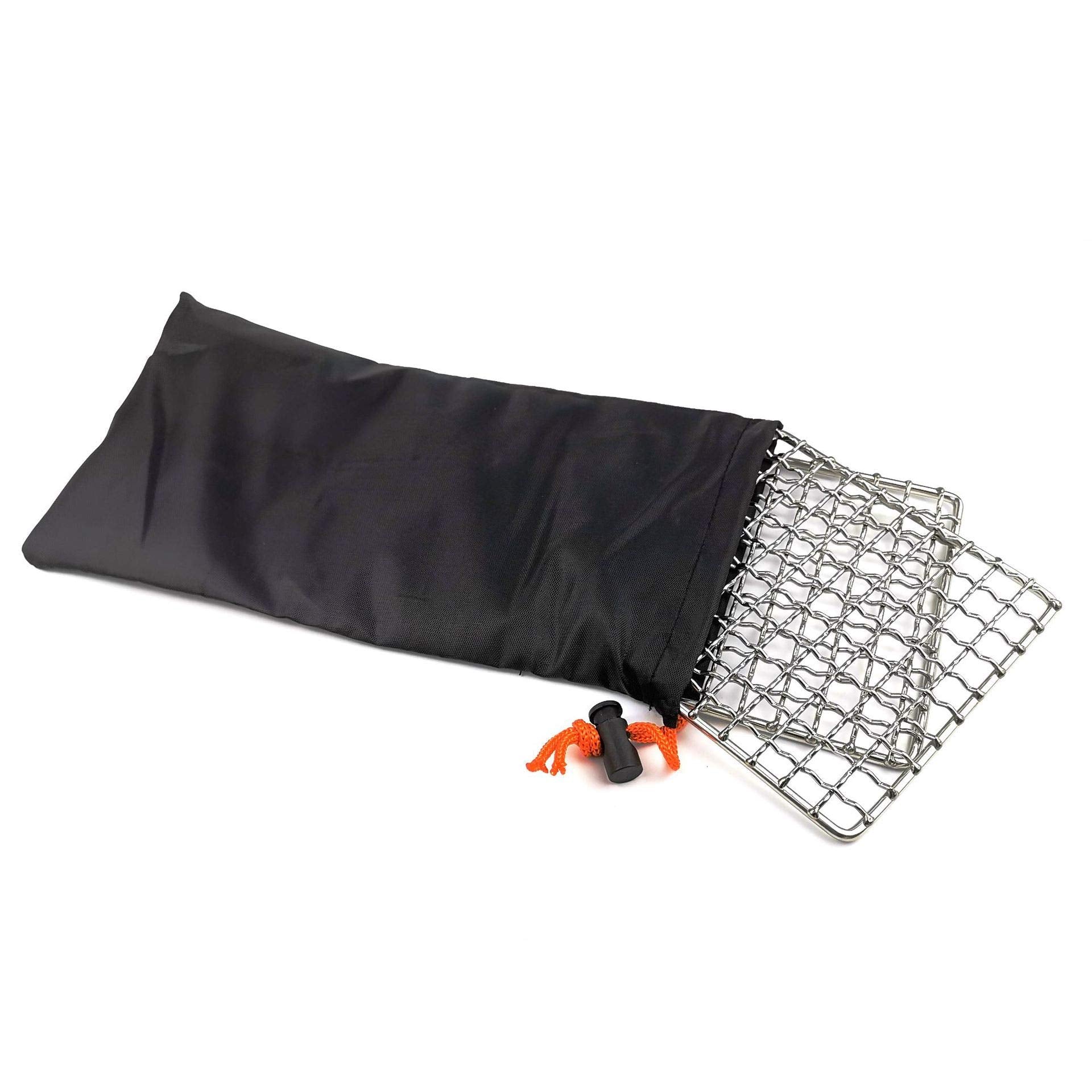 Rayeeley 2-Pack Stainless Steel Mesh Camping Grill, Bushcraft Grills Backpacker Barbecue Grills, Campfire Cooking Bbq Grate, Hig