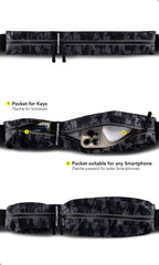 Fitgriff Running Belt For Men & Women - Secure Jogging Pouch For Phone, Keys & Essentials - For All Cell Phones (Camo-Black, 33.