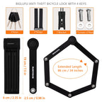 Biglufu Bike Lock Bicycle Scooter Motorcycle Folding Locks With 4Keys, Fold Chain Heavy Duty Alloy Steel Foldable Lock With Moun