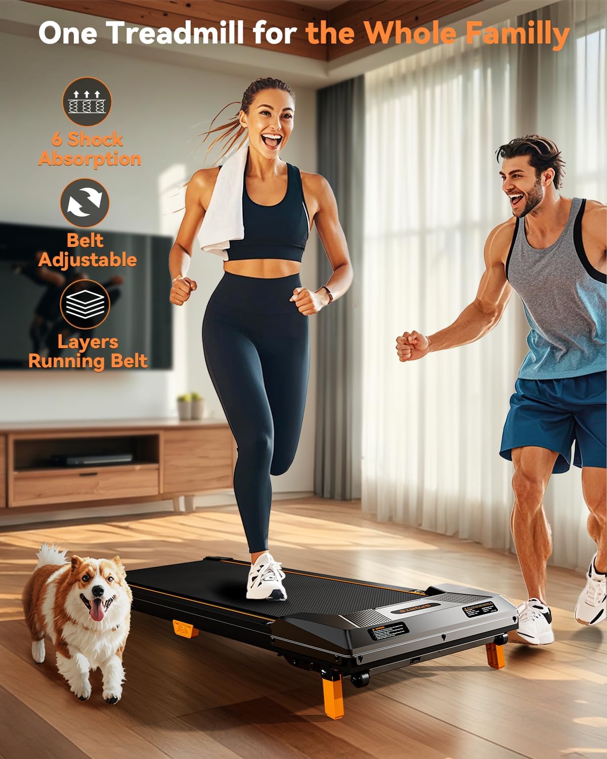 Walking Pad Treadmill, Bestgod Incline Under Desk Treadmill 330Lbs Capacity, 2.5Hp Portable Treadmills For Home, Compact Treadmi