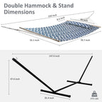 Suncreat Hammock With Stand 2 Person Heavy Duty, Freestanding Hammock With Spreader Bar, Soft Pillow, Green Stripes