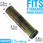 Marque Grapple Mountain Bike Handlebar Grips - Single Lock-On Ring Mtb And Bmx Bicycle Handle Bar With Non-Slip Grip (Jungle Cam
