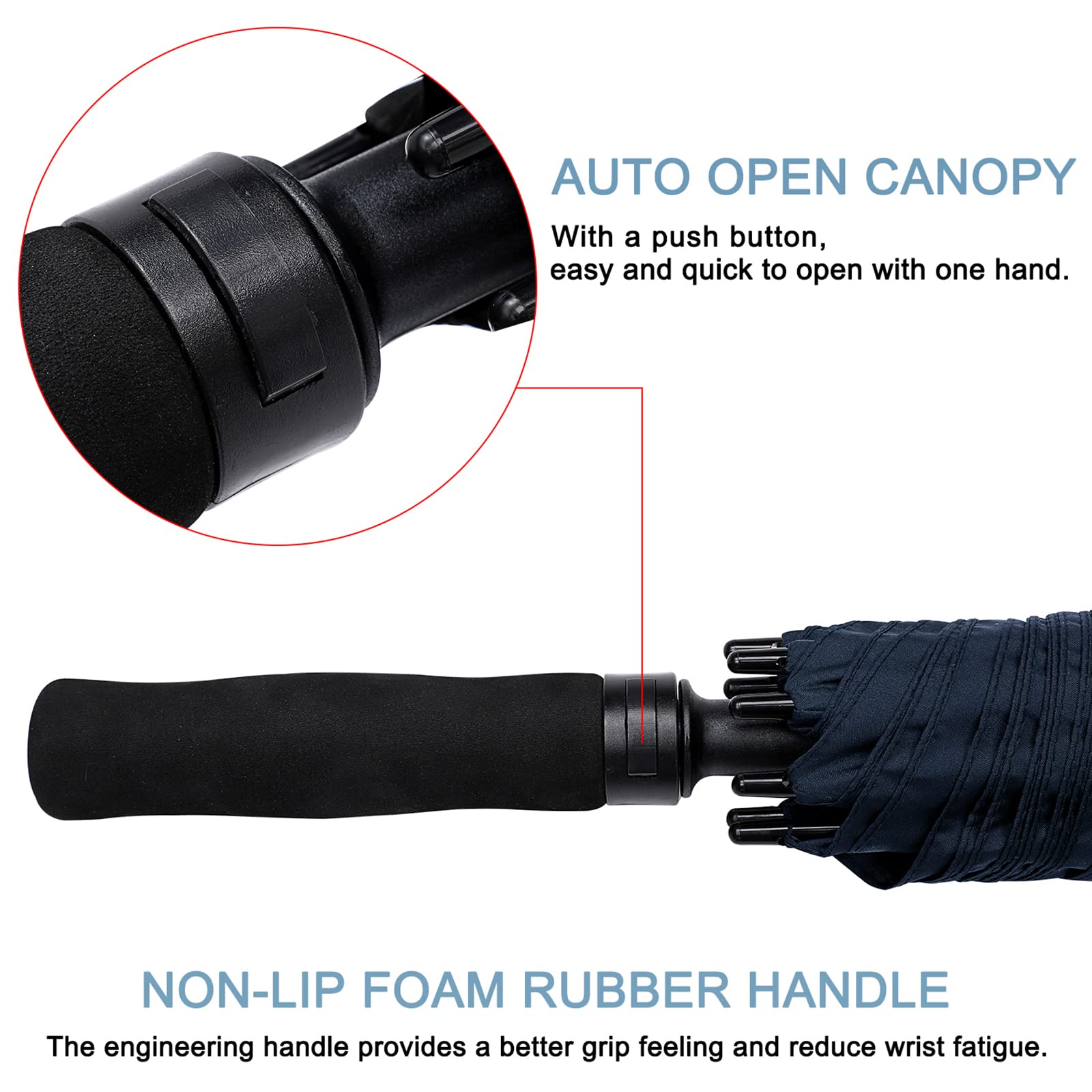 G4Free 72 Inch Huge Large Oversize Golf Umbrella Automatic Open Double Canopy Vented Windproof Stick Umbrellas, 6 Ft Heavy Duty