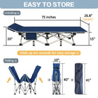 Getovin Cot, Camping Cot With Thick Pad,Cots For Sleeping,Camping Bed Folding Cot 450Lbs(Max Load) Comfortable Double Layer Oxfo