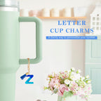 Letter Charm Accessories for Stanley Cup 1 PCS Cute Initial Keychain Handle Charm for Stanley Tumbler for Women Blue Letter Z