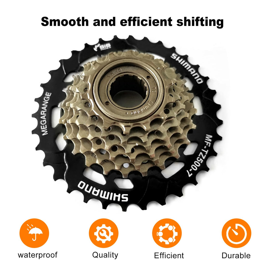 Rainflowwer Shimano 7 Speed Bike Cassette, Mf-Tz500-7 Bicycle Cassette 14-34T Multiple Cassette Cycling Replacement Part