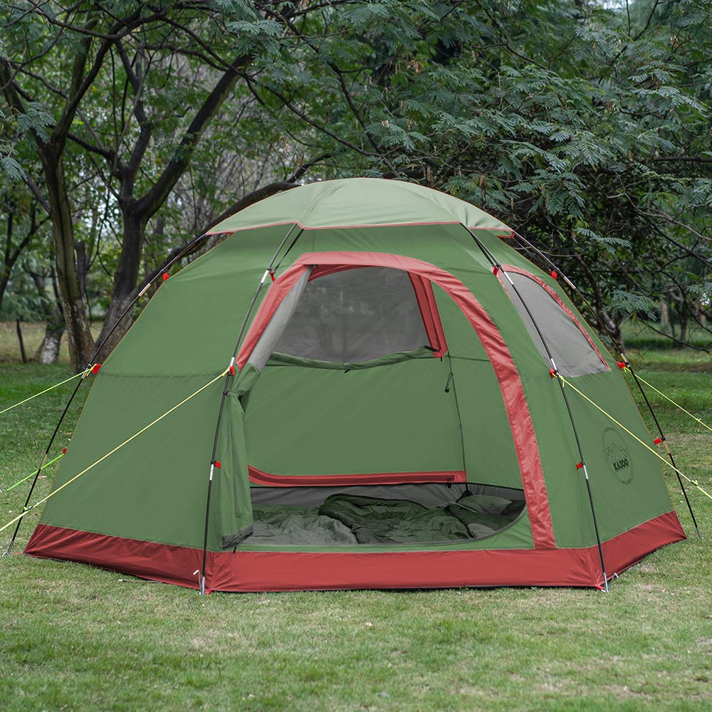 Kazoo Outdoor Camping Tent 2/4 Person Waterproof Camping Tents Easy Setup Two/Four Man Tent Sun Shade 2/3/4 People (4Pgreen)