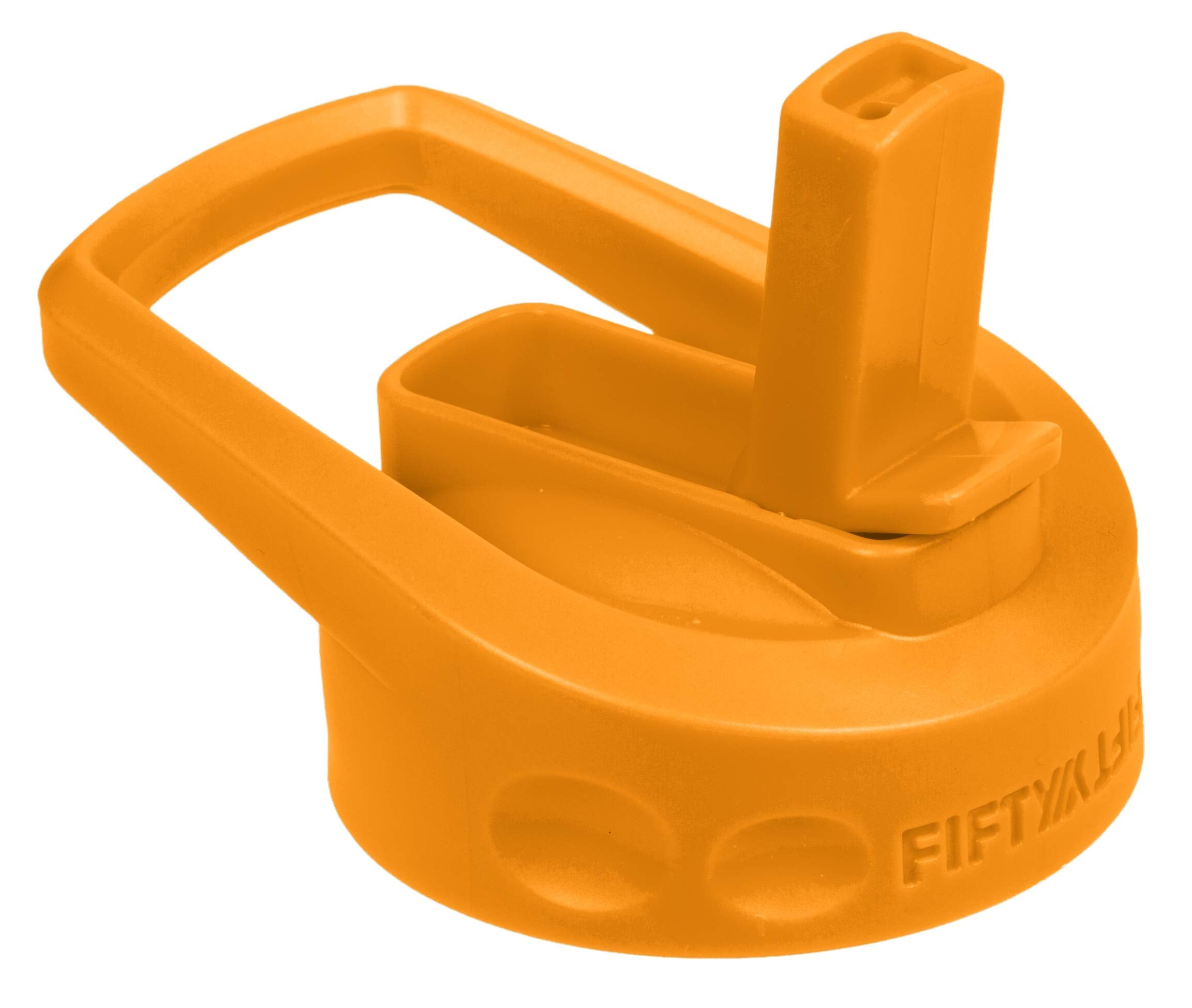 Fifty-Fifty Straw Cap Lid For Wide Mouth Bottles, Solar Orange
