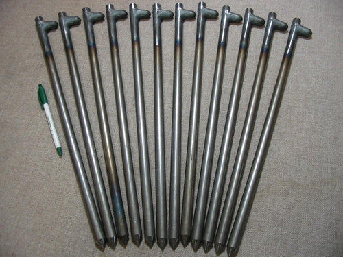 12 Pack Of Heavy Duty Steel Tent Stakes, Anchors, Spikes Or Pegs