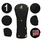 Golf Head Covers (3Pcs) Driver Fairway #3 Hybrid For Club Mens (Black)