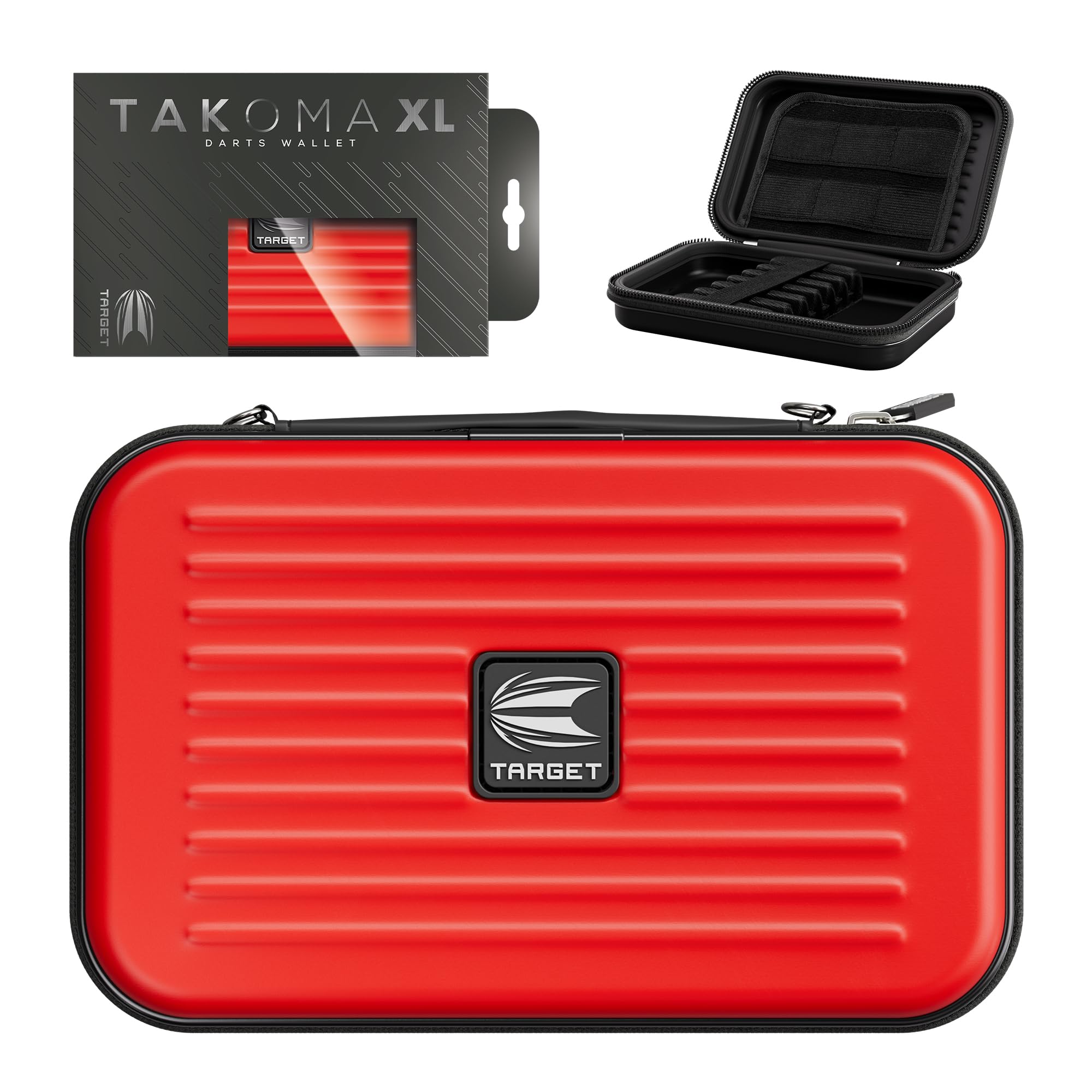 Target Darts Takoma XL Darts Wallet Case, Red - Holds 6 Darts, Protective EVA Holder with Double Zip Lock Pouches - Professional