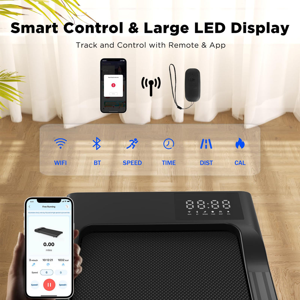 Superun Walking Pad, Under Desk Treadmill, 3 In 1 Portable Treadmill With Remote Control Led Display, 2.2 Hp Quiet Walking Joggi
