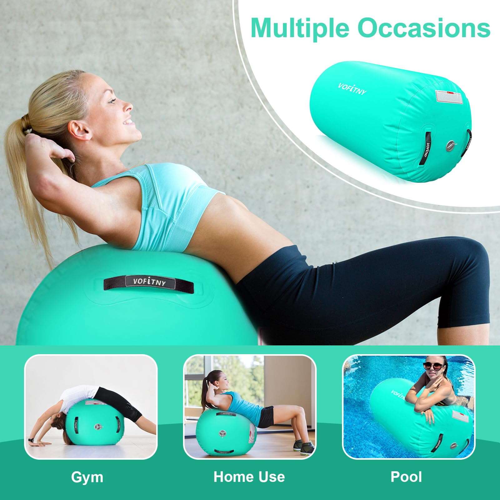 Vofitny Inflatable Gymnastics Air Mat Tumbling Track With Air Barrel Octagon Mat With Pump For Home/Gym