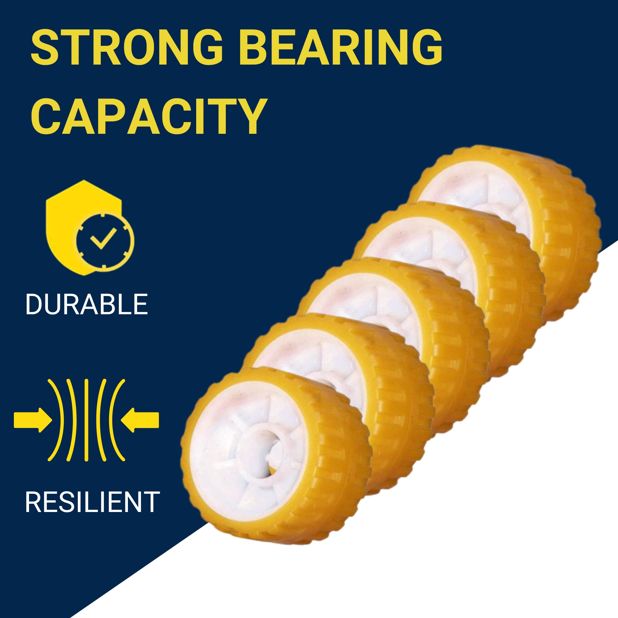 Tie Down Engineering 86144 5'''' Pvc Ribbed Wobble Roller Kit 4-Pk, Yellow, Standard