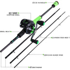Sougayilang Ultralight Fishing Rod Reel Combos Portable Light Weight High Carbon 4 Pc Travel Fishing Pole Fishing Reel -2.1M/6.8