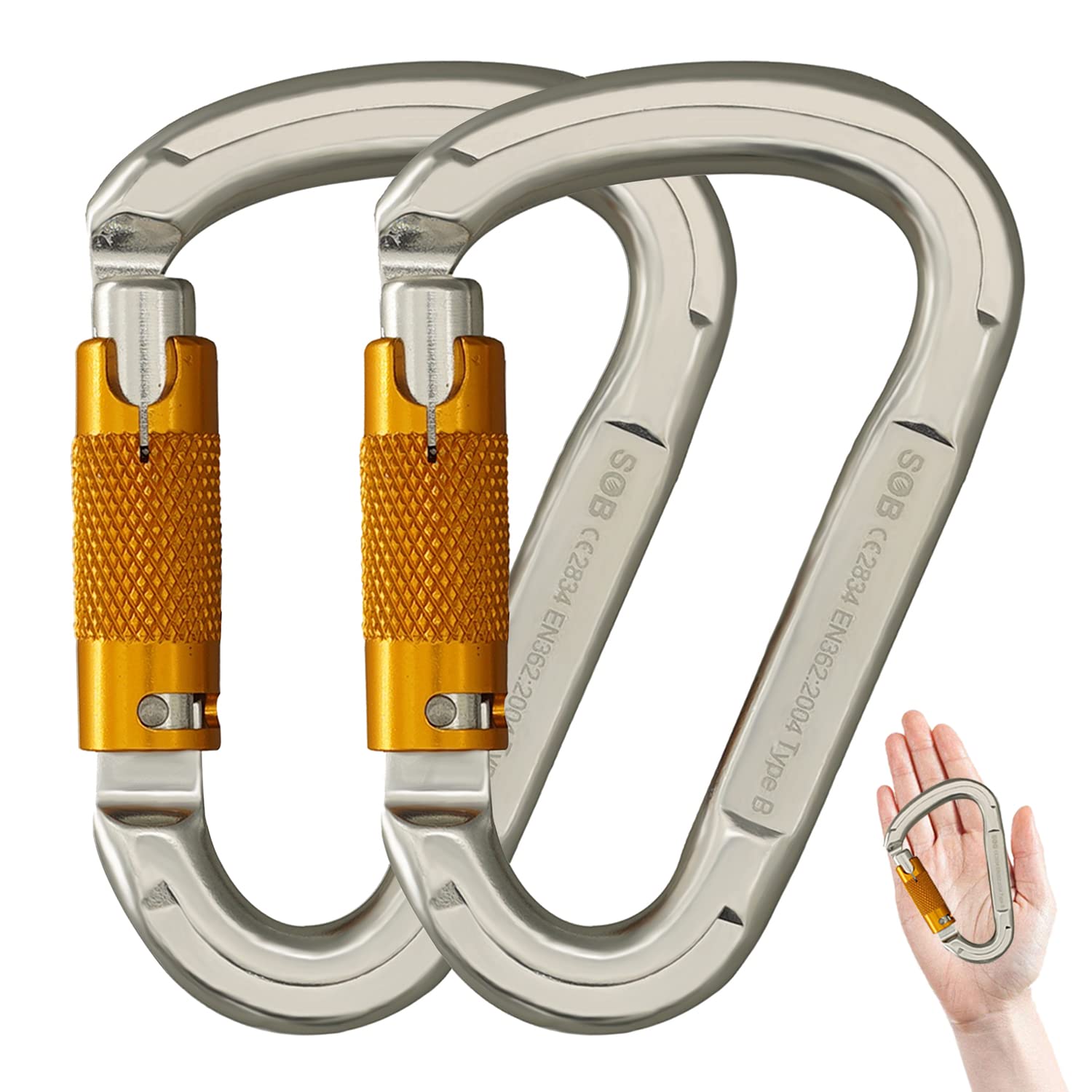 Carabiner Caribeener Clips Heavy Duty Large Alloy Steel D Ring Shape Locking Carabiner For Hammock,Keychain,Outdoor,Camping,Hiki