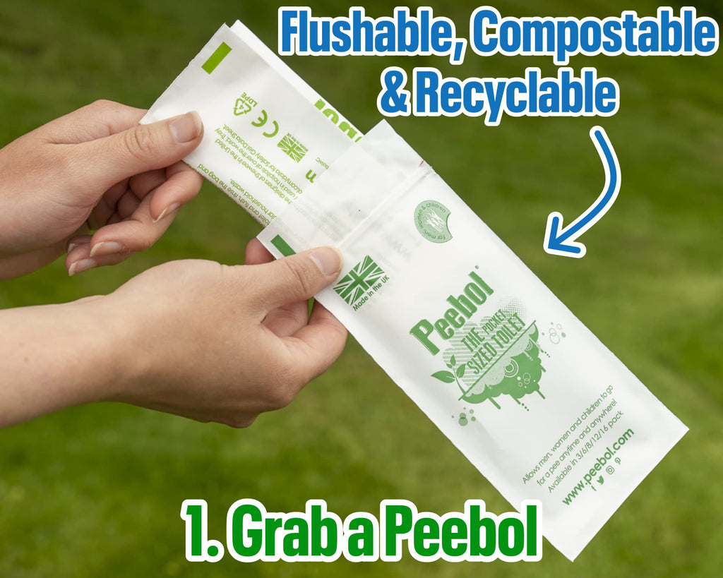 Peebol By Shewee - The Pocket-Sized Toilet - Rapidly Turns 1L Of Urine Into An Odourless, Compostable & Solid Gel. Uk Made, Disp
