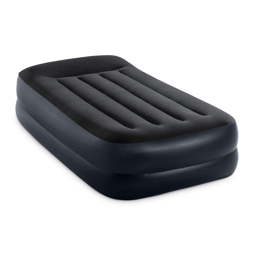 Intex Raised Airbed Mattress With Built-In Pump, Dura-Beam Plus Pillow, Twin - Portable Inflatable Luxury Blow-Up Bed For Adults