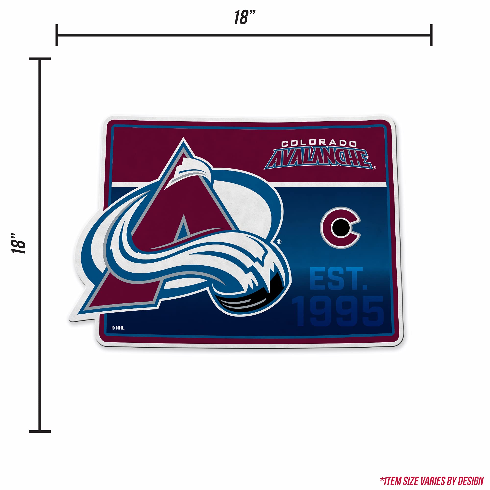 Rico Industries Nhl Colorado Avalanche State Shape Shape Cut Pennant - Home And Living Room D  Cor - Soft Felt Ez To Hang