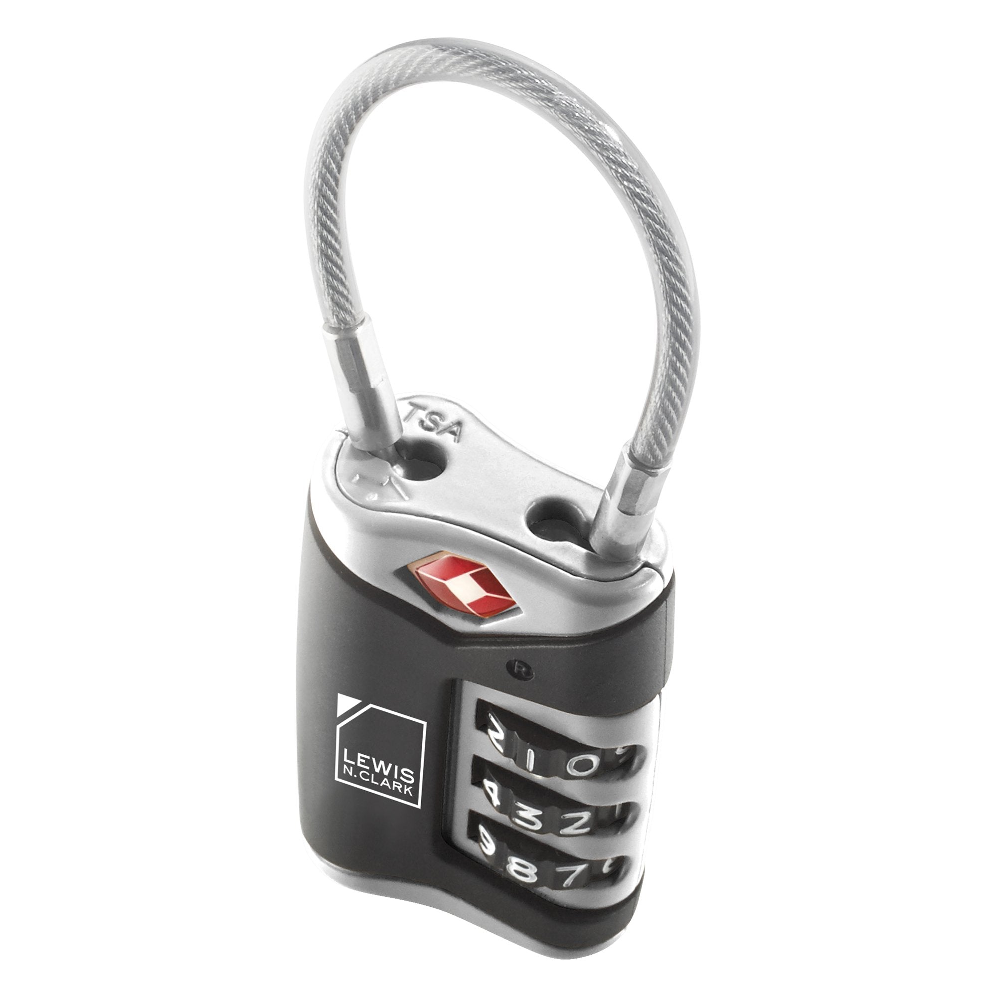 Lewis N. Clark Tsa Approved Luggage Lock + Steel Cable For Suitcase, Carry On, Backpack, Laptop Bag + Purse, Perfect For Airport