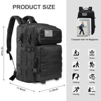 Createy Military Tactical Backpack, Large Army 3 Day Assault Pack 45L Molle Bag Rucksack Bug Out Bag Daypacks With Molle System