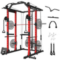 Mikolo Power Cage Power Rack with Cable Crossover System, 1500LBS Squat Rack,with LAT Pull Down System, Home Gym Packages with W