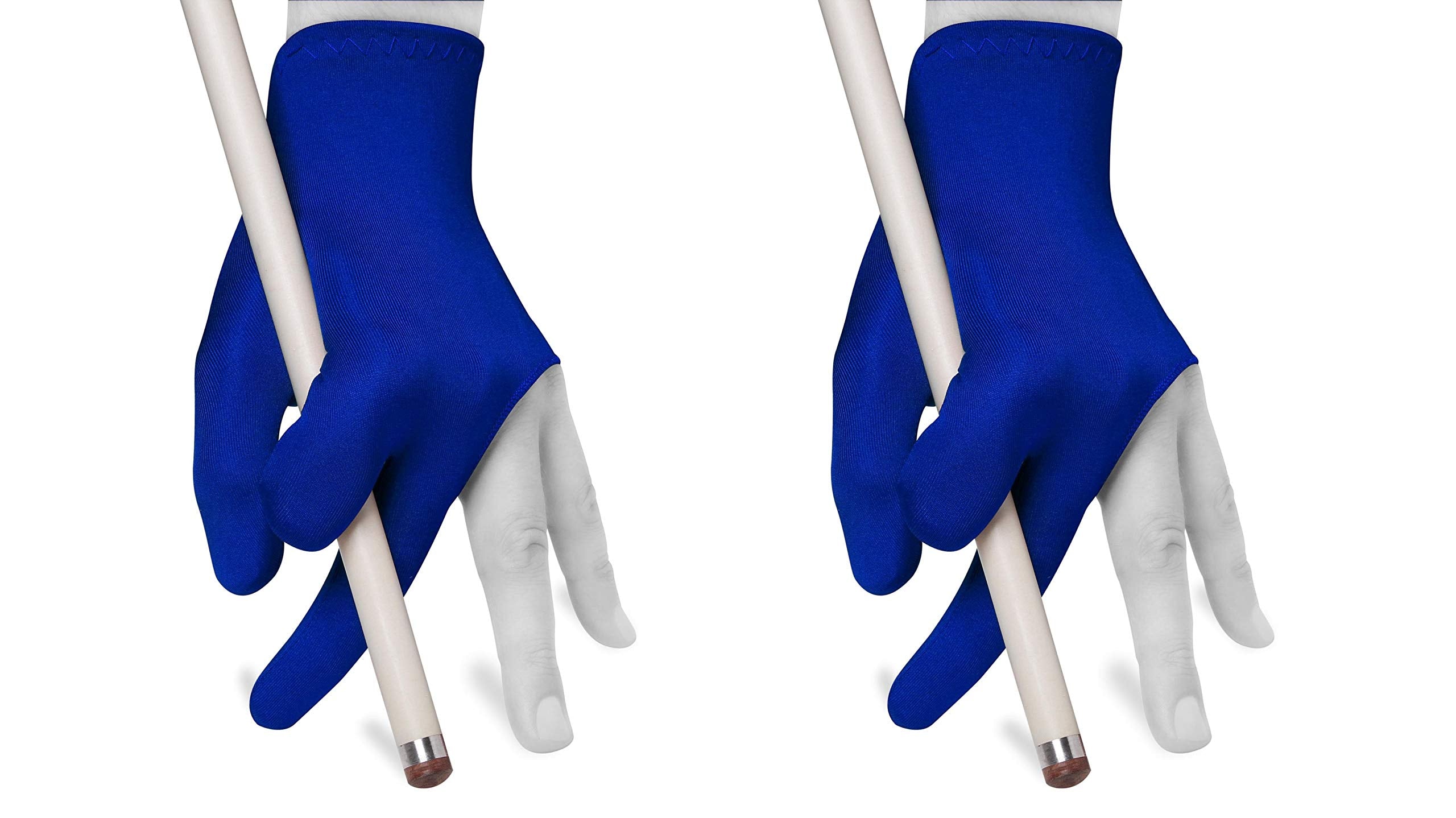 Quality gloves Billiard Fits Either Hand - One Size fits All - Choose Your Color (Blue 2 Pack)