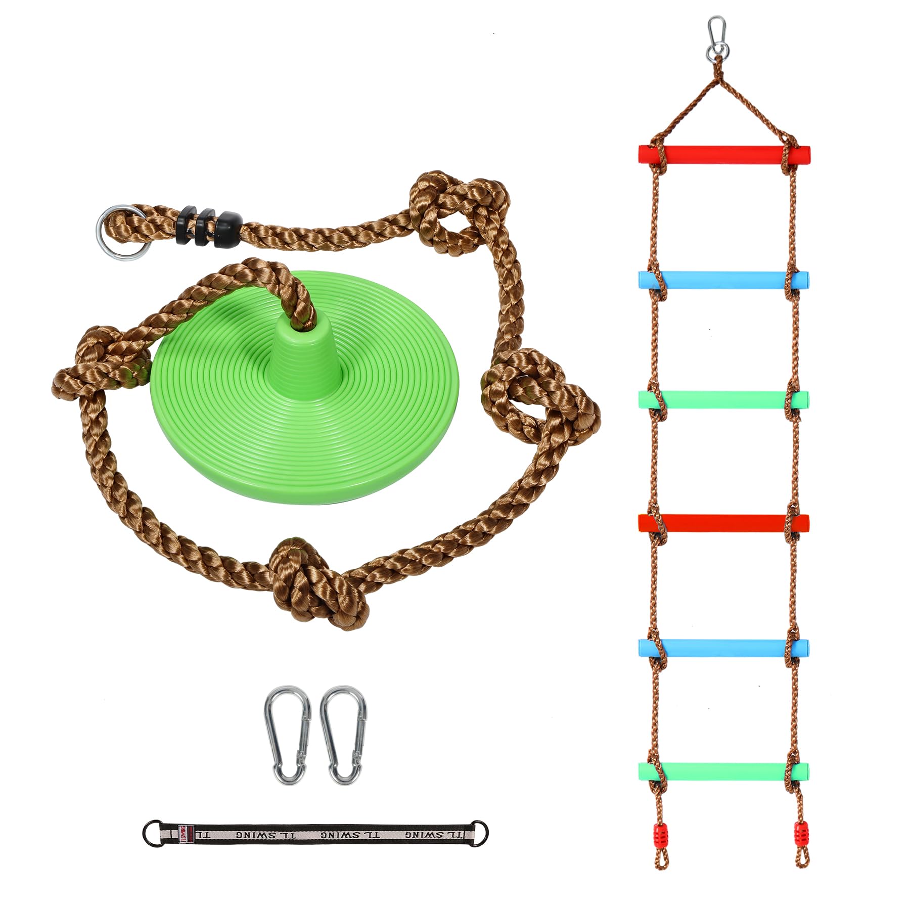 RedSwing Rope Ladder and Pro 3-in-1 Disc Swing Seat Combo, Climbing Ladders for Swingset, Hanging Rope Ladder with Strap and Sna