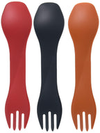 Humangear Gobites Uno 3-Pack | Travel & Camping Utensils | Portable & Convertible Dining Ware | Multi-Functional Spork | Red/Gra