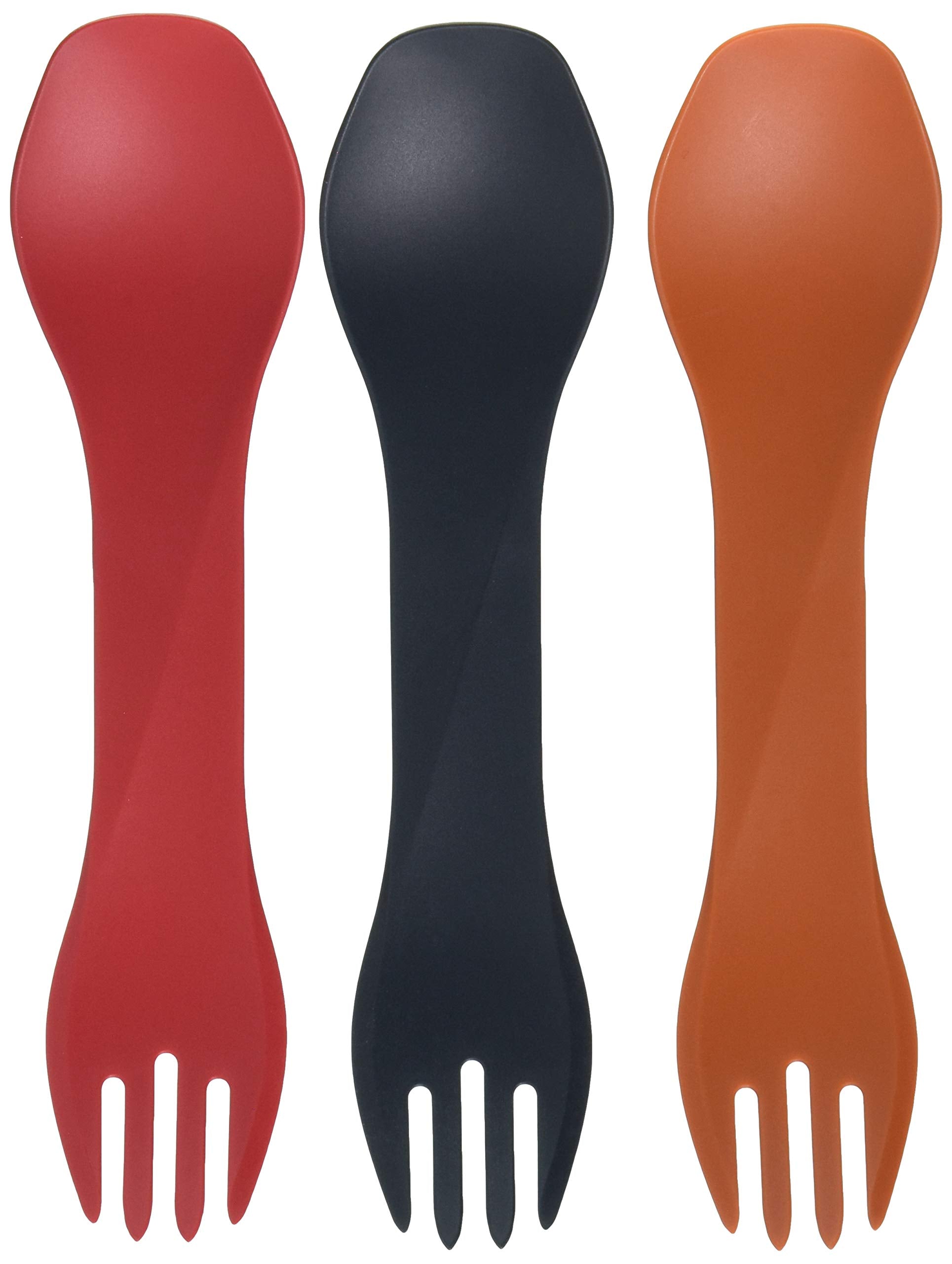 Humangear Gobites Uno 3-Pack | Travel & Camping Utensils | Portable & Convertible Dining Ware | Multi-Functional Spork | Red/Gra