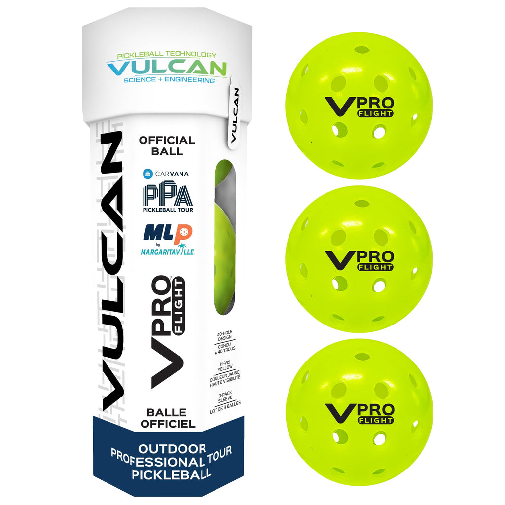 Vulcan | Vpro Flight Outdoor Pickleball | Official Ball Of The Ppa Tour & Mlp | Hi-Vis Yellow | 3 Pack