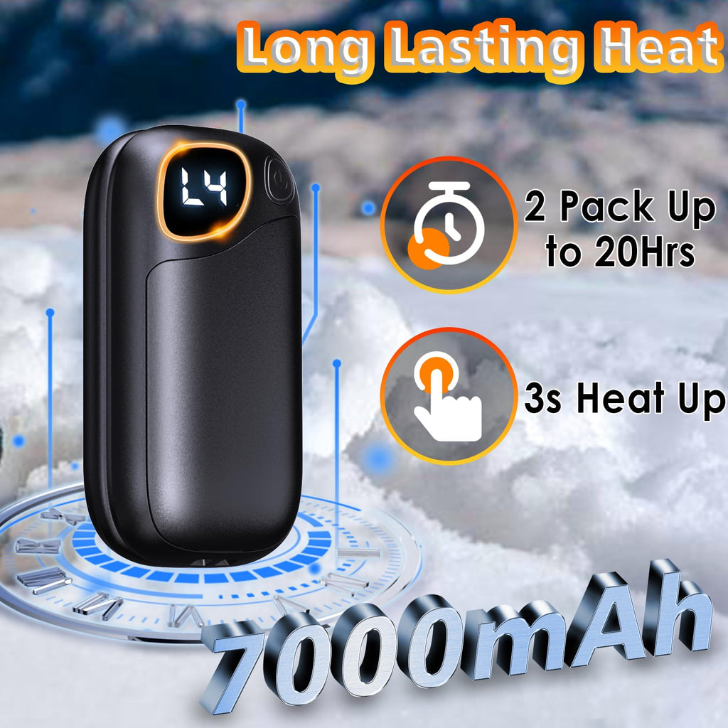 Hand Warmers Rechargeable - Electric Hand Warmers 2 Pack With Led Battery & Temp Display, Ai 4 Levels Heating Portable Electroni