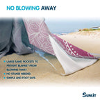 Sunlit Silky Soft 106X81 Boho Sand Proof Beach Blanket Sand Proof Mat With Corner Pockets And Mesh Bag For Beach Party, Travel,