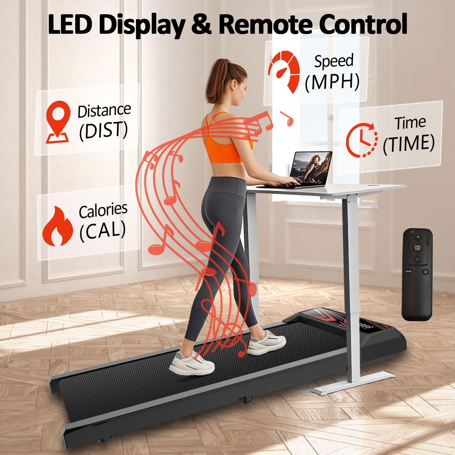 Maicifi Walking Pad Treadmill With Incline - Under Desk Treadmill 2.5Hp Low Noise,Portable Treadmills For Home, 2 In 1 Folding,