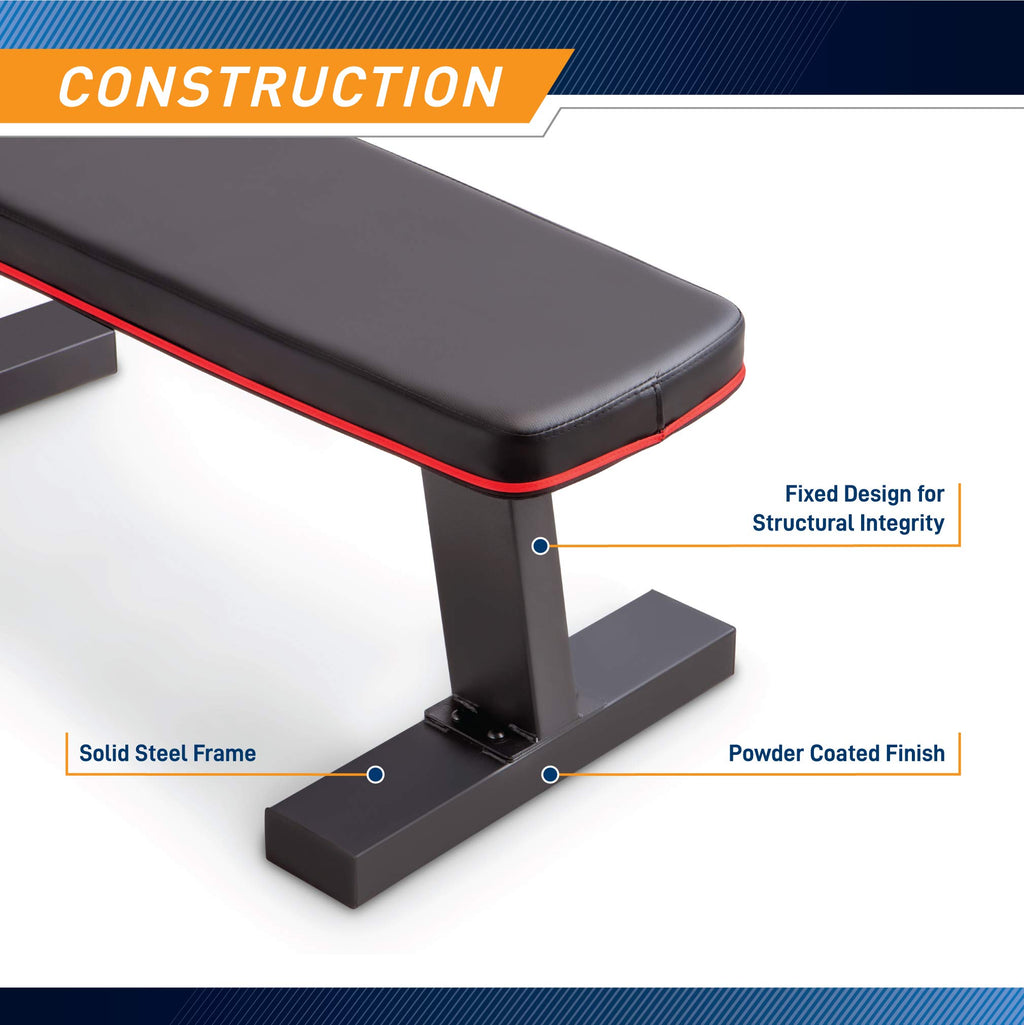 Marcy Deluxe Versatile Flat Bench Workout Utility Bench With Steel Frame Sb-10510, Black, 19.00 X 17.00 X 44.00 Inches