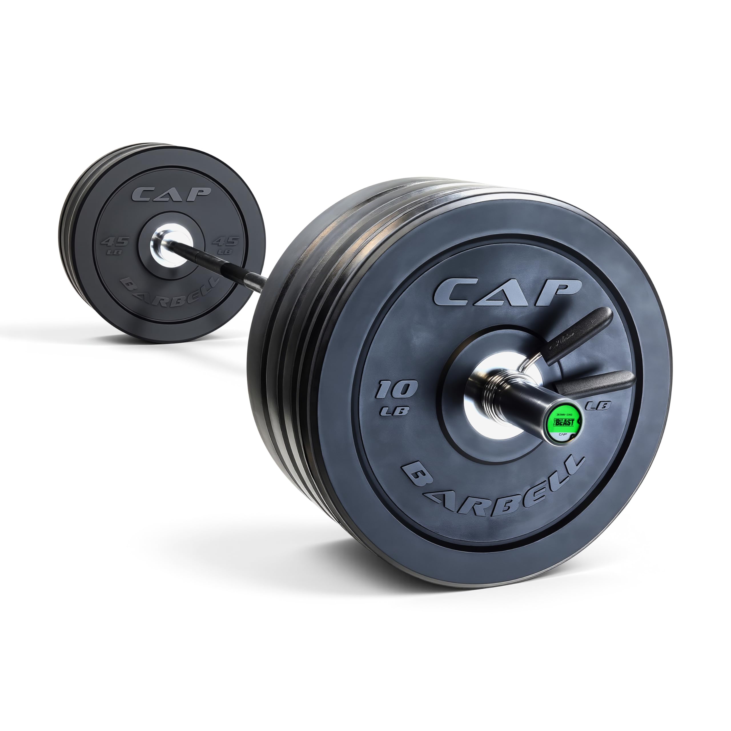 CAP Barbell 260 lb PRO Olympic Weight Set with 7ft Black/Chrome Barbell & Black Bumper Plates