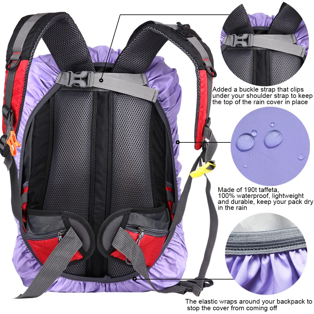 Evotopf Waterproof Backpack Rain Cover With Adjustable Anti Slip Buckle Strap & Sliver Coating Reinforced Inner Layer For Campin