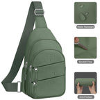 Tuwubi Crossbody Bags for Women, Sling Bag for Men, Small Hiking Backpack Anti Theft Lightweight for Outdoors Travel (L, Sage Gr