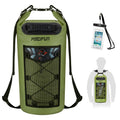 Piscifun Dry Bag, Waterproof Floating Backpack 30L with Waterproof Phone Case for Boating, Kayaking, Fishing, Army Green 30L