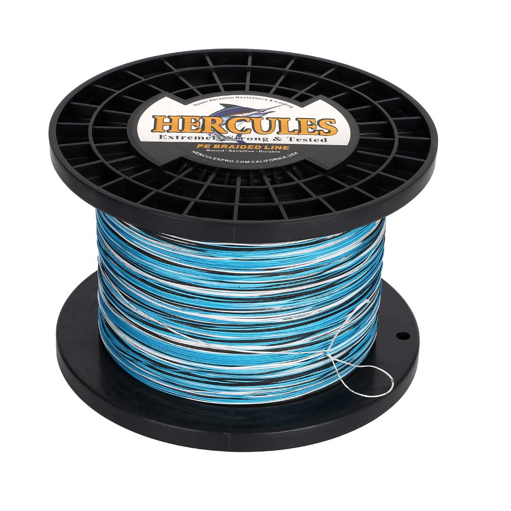 Hercules Braided Fishing Line 1500M 1640Yds 10Lbs-200Lbs Pe Superline 8 Strands (Blue Camo 200Lb/90.7Kg 0.75Mm)