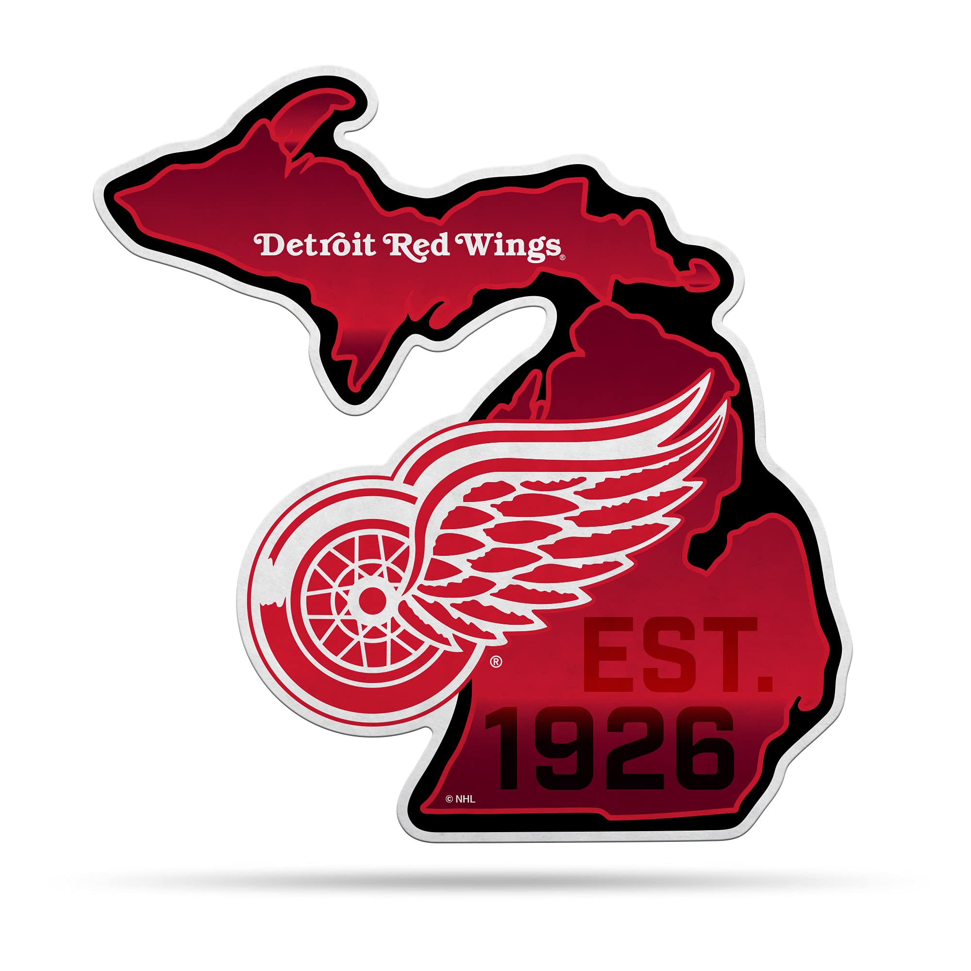 Rico Industries Nhl Detroit Red Wings State Shape Shape Cut Pennant - Home And Living Room D  Cor - Soft Felt Ez To Hang