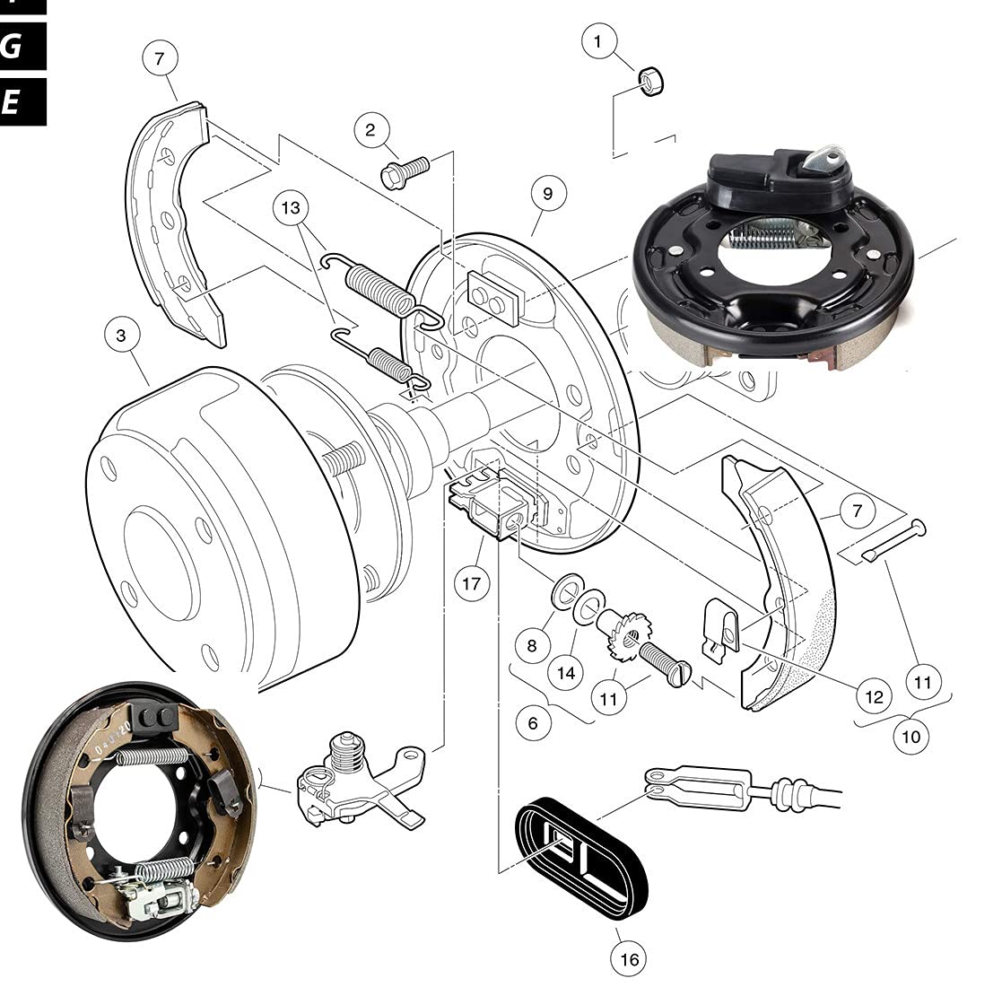 Golf Cart Club Car Brake Assembly,Rear Brake Cluster For Club Car Ds And Precedent 1995 Up Oem#101823301 103380202