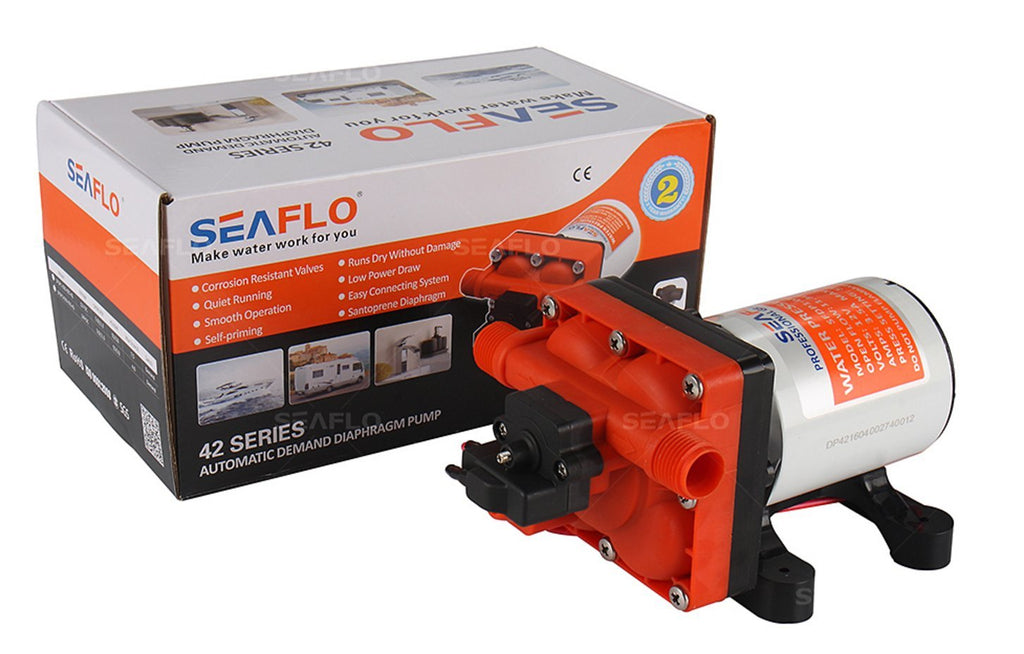 Seaflo 42 Series Diaphragm Pump With Bypass For Reduced Cycling 12V/24V 3.0Gpm 55Psi (12 Volts)