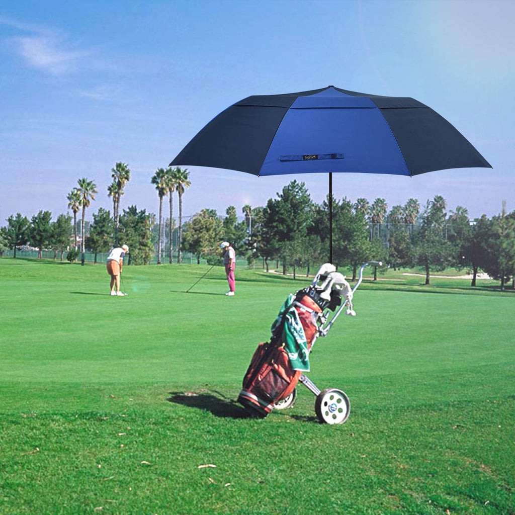 G4Free 62Inch Portable Golf Umbrella Automatic Open Large Oversize Vented Double Canopy Windproof Waterproof Sport Umbrellas(Blu