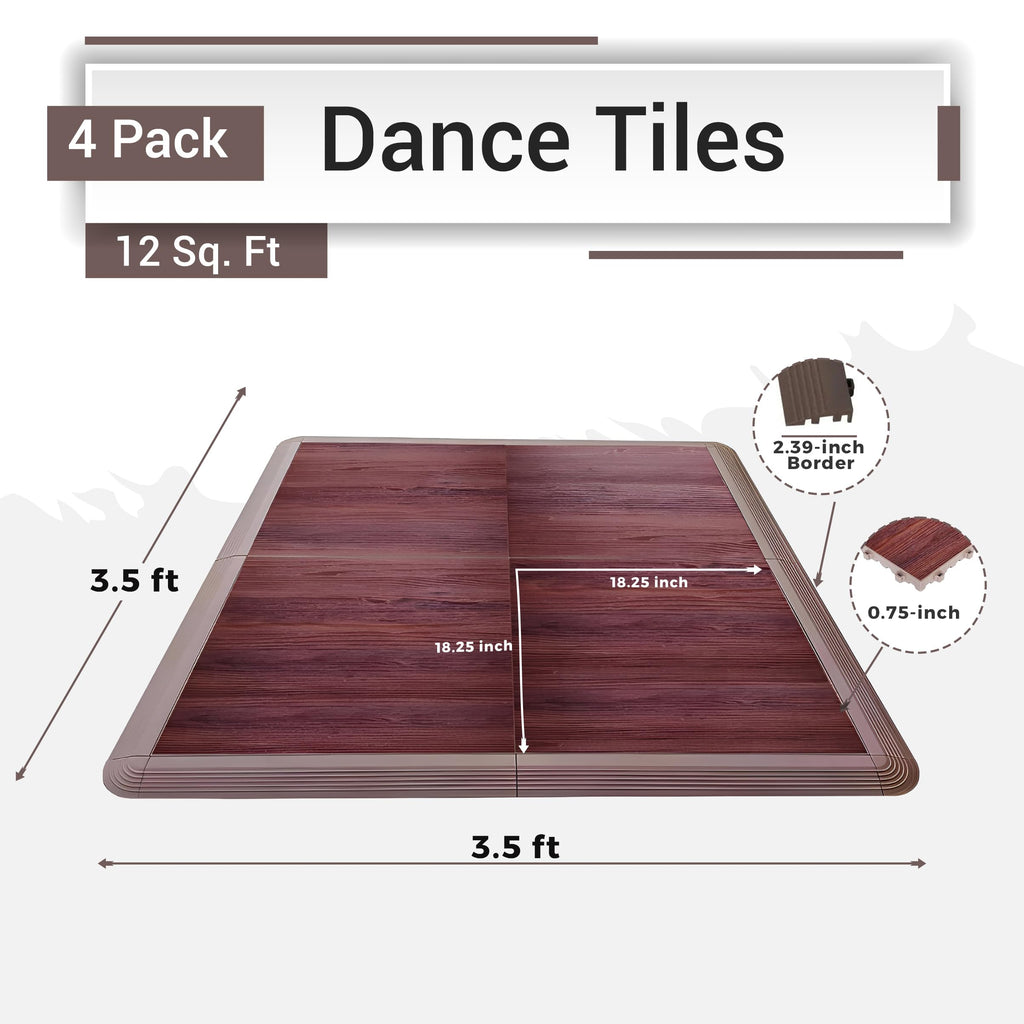 Artan Balance Dance Floor Tiles 3.5X3.5 Ft - 4 Interlocking Dance Floor Tiles For Ballet, Tap, Jazz, And Irish Dance | Portable