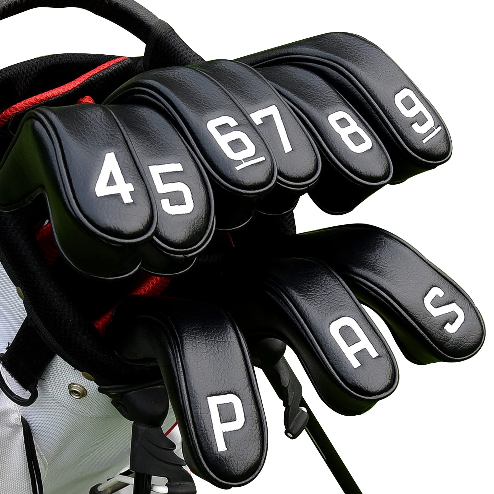 Big Teeth Golf Hybrid Iron Head Cover 9Pcs Hybrid Head Covers Set Long Hybrid Iron Covers, Golf Club Covers W/Big No. For Clevel